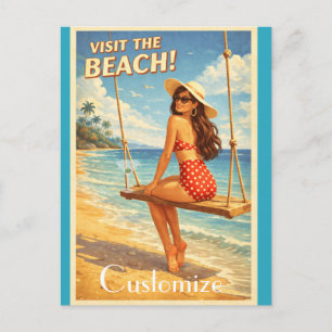 Retro Vintage Bathing Beauty Thunder_Cove Postcard