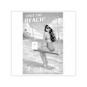 Retro Vintage Bathing Beauty Thunder_Cove Self-inking Stamp