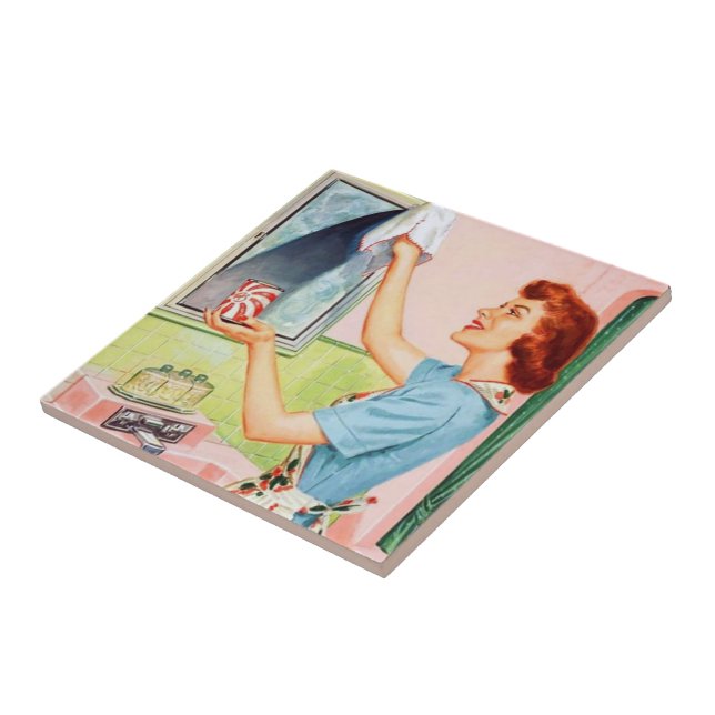 retro vintage bathroom lady tile (Side)