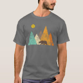 Retro Vintage Bear in Woods Mountains T-Shirt (Front)