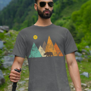 Retro Vintage Bear in Woods Mountains T-Shirt