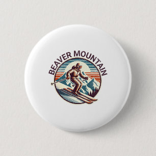 Retro Vintage Beaver Mountain Utah Ski Resort Wint 6 Cm Round Badge
