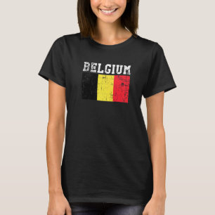 Retro Vintage Belgium Flag Belgian Roots T-Shirt