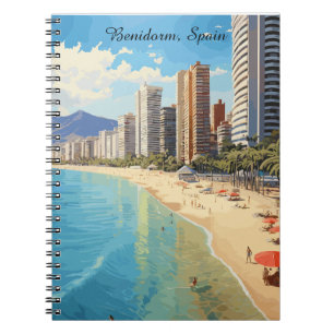 Retro Vintage Benidorm Spain Travel Mediterranean Notebook