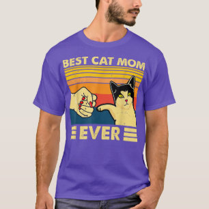 Retro Vintage Best Cat Mom Ever Fist Bump Funny Ca T-Shirt