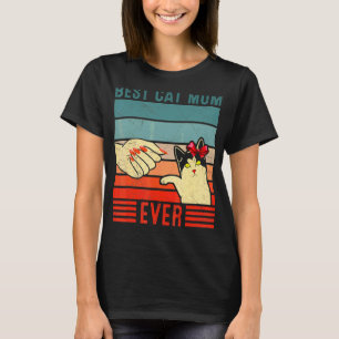 Retro Vintage Best Cat Mum Ever Fist Bump Cat T-Shirt