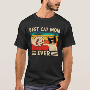 Retro Vintage Best Cat Mum Ever Fist Bump Cat T-Shirt