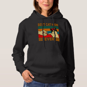 Retro Vintage Best Cat Mum Ever Fist Bump Hoodie