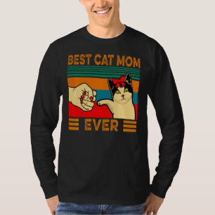 Retro Vintage Best Cat Mum Ever Fist Bump T-Shirt