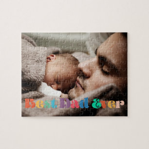 Retro vintage Best dad ever Fathers day Jigsaw Puzzle
