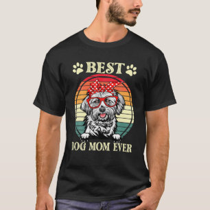 Retro Vintage Best Dog Mum Ever Dog Mama Lhasa Aps T-Shirt
