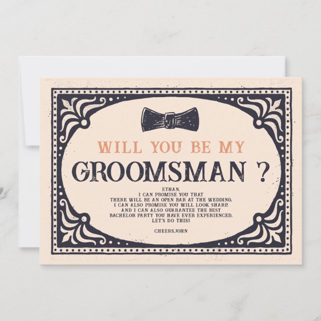 Retro Vintage Best Man Proposal  Invitation (Front)