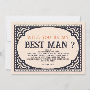 Retro Vintage Best Man Proposal Invitation