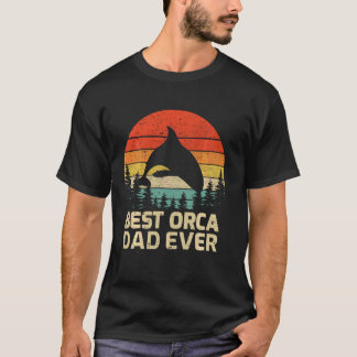 Retro Vintage Best Orca Dad Ever Father's Day Long T-Shirt
