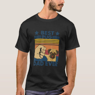 Retro Vintage Best Pug Dad Ever Dog T-Shirt