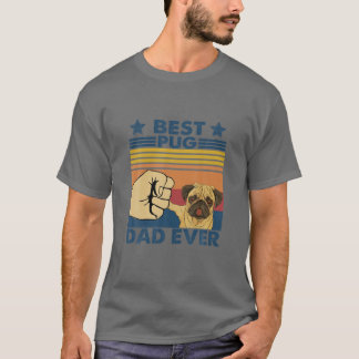 Retro Vintage Best Pug Dad Ever Lover Dog T-Shirt