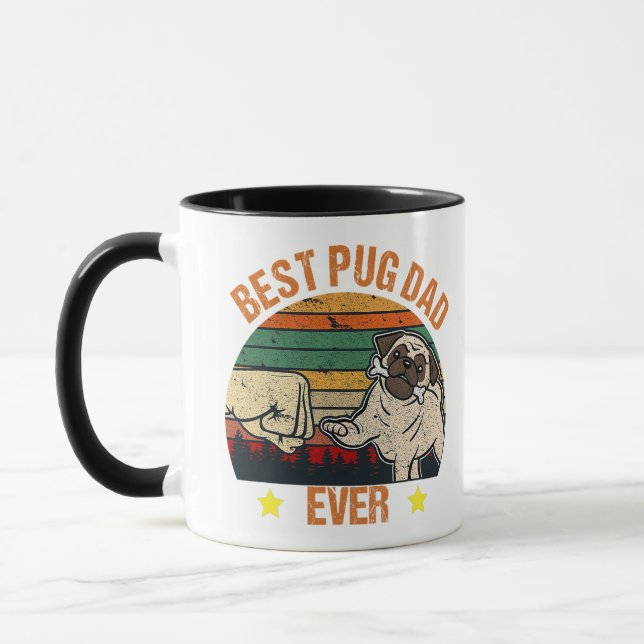 Retro Vintage Best Pug Dad Ever Mug (Left)