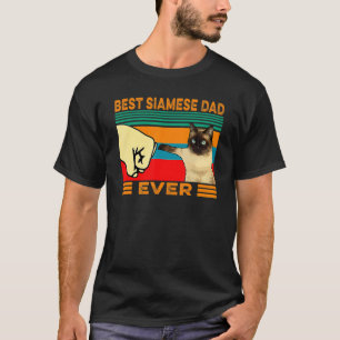 Retro Vintage Best Siamese Cat Dad Ever Fist Bump T-Shirt