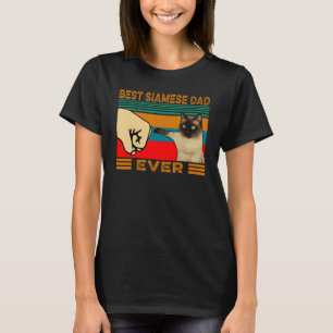 Retro Vintage Best Siamese Cat Dad Ever Fist Bump T-Shirt
