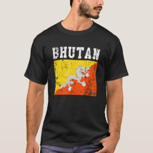 Retro Vintage Bhutan Flag Bhutanese Roots T-Shirt