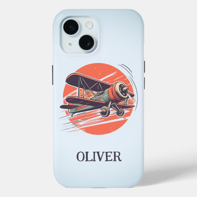 Retro Vintage Biplane Personalised Case-Mate iPhone Case (Back)