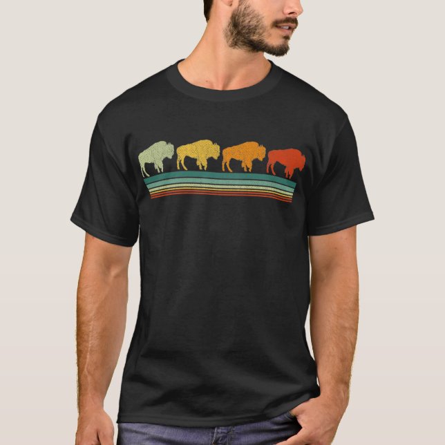 Retro Vintage Bison American Buffalo T-Shirt (Front)