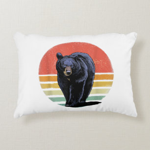 Retro Vintage Black Bear Decorative Cushion