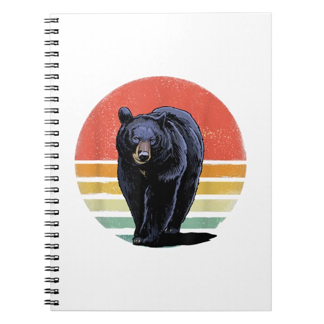 Retro Vintage Black Bear Notebook (Front)