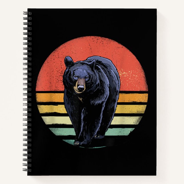 Retro Vintage Black Bear Notebook (Front)