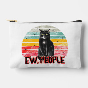 Retro Vintage Black Cat Ew People Accessory Pouch
