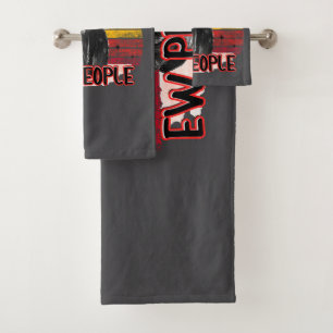 Retro Vintage Black Cat Ew People Bath Towel Set