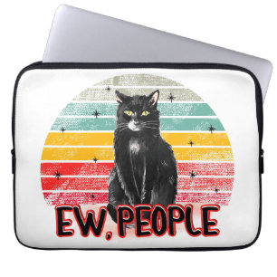 Retro Vintage Black Cat Ew People Laptop Sleeve