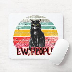 Retro Vintage Black Cat Ew People Mouse Mat