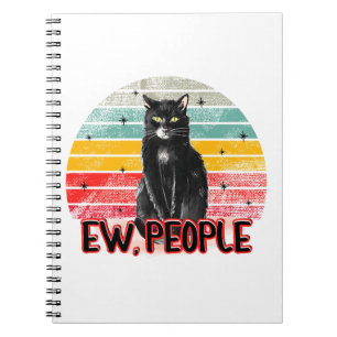 Retro Vintage Black Cat Ew People Notebook