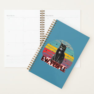 Retro Vintage Black Cat Ew People Planner