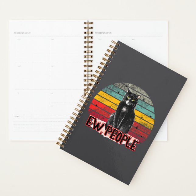 Retro Vintage Black Cat Ew People Planner (Display)