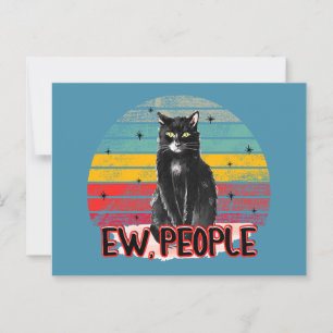 Retro Vintage Black Cat Ew People Postcard