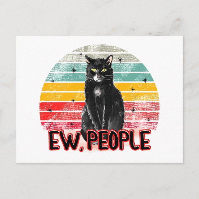 Retro Vintage Black Cat Ew People Postcard (Front)