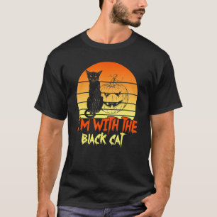 Retro Vintage Black Cat Halloween Im With The Blac T-Shirt