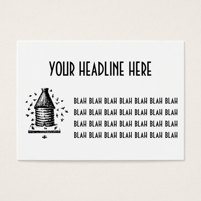 Retro Vintage Black & White Bee Hive & Bees (Front)