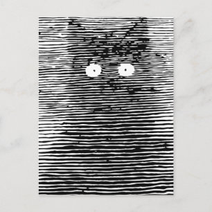 Retro Vintage Black & White Cat at Night Postcard