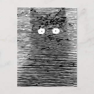 Retro Vintage Black & White Cat at Night Postcard