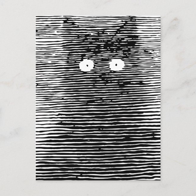 Retro Vintage Black & White Cat at Night Postcard (Front)