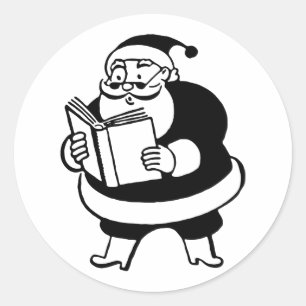 Retro Vintage Black & White Christmas Santa Claus Classic Round Sticker