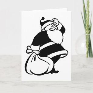 Retro Vintage Black & White Christmas Santa Claus Holiday Card