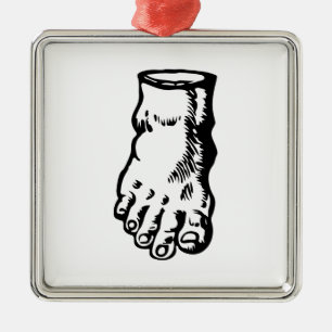 Retro Vintage Black & White Human Foot Drawing Metal Tree Decoration