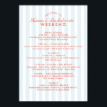 Retro Vintage Blue Bachelorette Weekend Itinerary Poster<br><div class="desc">This retro-inspired blue bachelorette itinerary poster adds a playful vintage touch to your weekend plans. Fully editable to suit your schedule,  destination,  and vibe.</div>