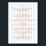 Retro Vintage Blue Bachelorette Weekend Itinerary Poster<br><div class="desc">This retro-inspired blue bachelorette itinerary poster adds a playful vintage touch to your weekend plans. Fully editable to suit your schedule,  destination,  and vibe.</div>