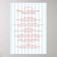 Retro Vintage Blue Bachelorette Weekend Itinerary