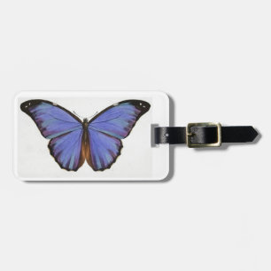 Retro Vintage Blue Butterfly Luggage Tag